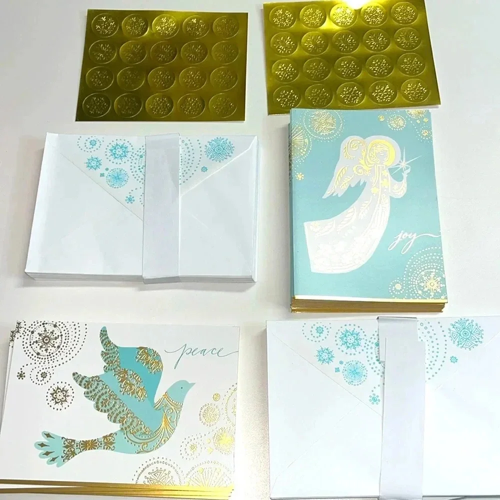 39 Hallmark Christmas cards 2 designs joy angel dove peace 39 envelopes stickers